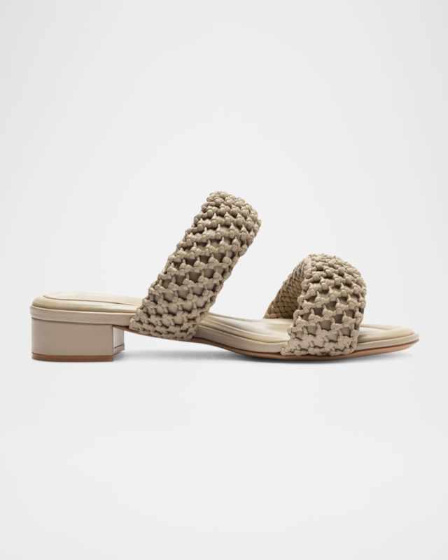 Lilla Leather Mesh Two-Band Sandals
